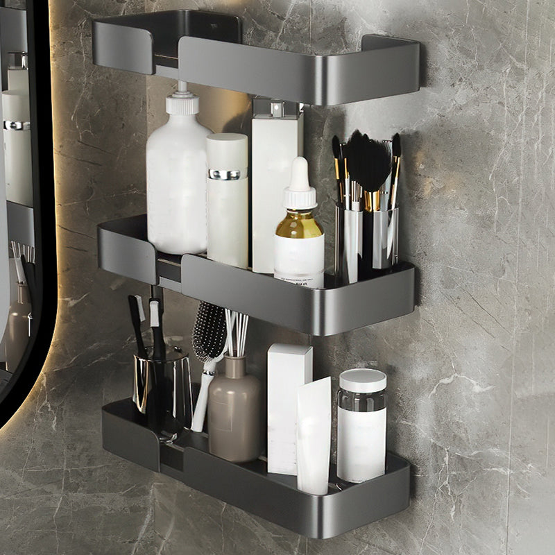 3 Piece Modern Bathroom Hardware Set Aluminum Bath Shelf in Grey 3 Piece Set Bath Shelf Clearhalo 'Bathroom Hardware Sets' 'Bathroom Hardware' 'Bathroom Remodel & Bathroom Fixtures' 'bathroom_hardware_sets' 'Home Improvement' 'home_improvement' 'home_improvement_bathroom_hardware_sets' 7116085