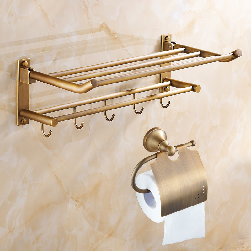 Traditional Bathroom Accessories Hardware Set Brass Accessories Hardware Set Towel Rack with Toilet Paper Holder Clearhalo 'Bathroom Hardware Sets' 'Bathroom Hardware' 'Bathroom Remodel & Bathroom Fixtures' 'bathroom_hardware_sets' 'Home Improvement' 'home_improvement' 'home_improvement_bathroom_hardware_sets' 7116121