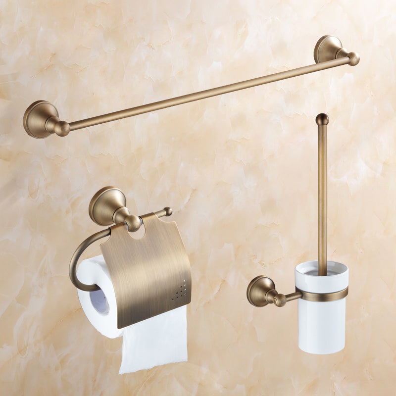Traditional Bathroom Accessories Hardware Set Brass Accessories Hardware Set 3-Piece Set (Single Rail) Clearhalo 'Bathroom Hardware Sets' 'Bathroom Hardware' 'Bathroom Remodel & Bathroom Fixtures' 'bathroom_hardware_sets' 'Home Improvement' 'home_improvement' 'home_improvement_bathroom_hardware_sets' 7116122