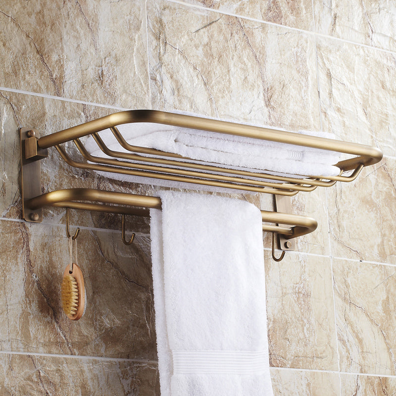 Traditional Bathroom Accessories Hardware Set Brass Accessories Hardware Set Net Basket Folding Towel Holder Clearhalo 'Bathroom Hardware Sets' 'Bathroom Hardware' 'Bathroom Remodel & Bathroom Fixtures' 'bathroom_hardware_sets' 'Home Improvement' 'home_improvement' 'home_improvement_bathroom_hardware_sets' 7116125