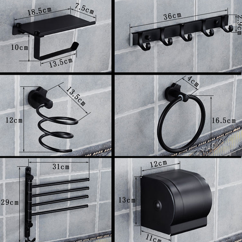 Modern Bathroom Accessories Hardware Set Black Accessories Hardware Set Clearhalo 'Bathroom Hardware Sets' 'Bathroom Hardware' 'Bathroom Remodel & Bathroom Fixtures' 'bathroom_hardware_sets' 'Home Improvement' 'home_improvement' 'home_improvement_bathroom_hardware_sets' 7116140
