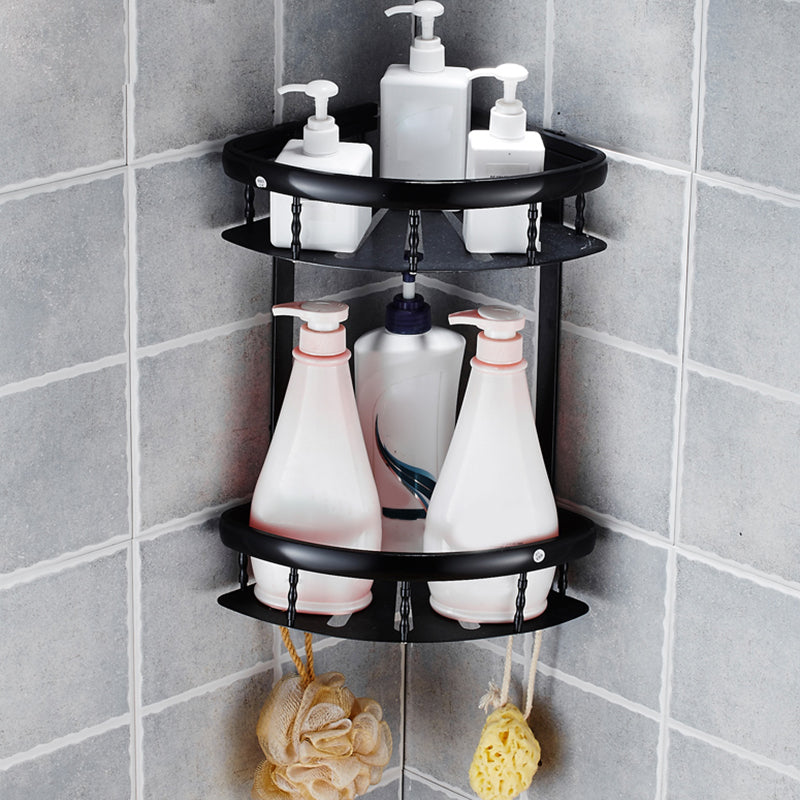 Modern Bathroom Accessories Hardware Set Black Accessories Hardware Set Double Layer Triangle Bath Shelves Clearhalo 'Bathroom Hardware Sets' 'Bathroom Hardware' 'Bathroom Remodel & Bathroom Fixtures' 'bathroom_hardware_sets' 'Home Improvement' 'home_improvement' 'home_improvement_bathroom_hardware_sets' 7116150