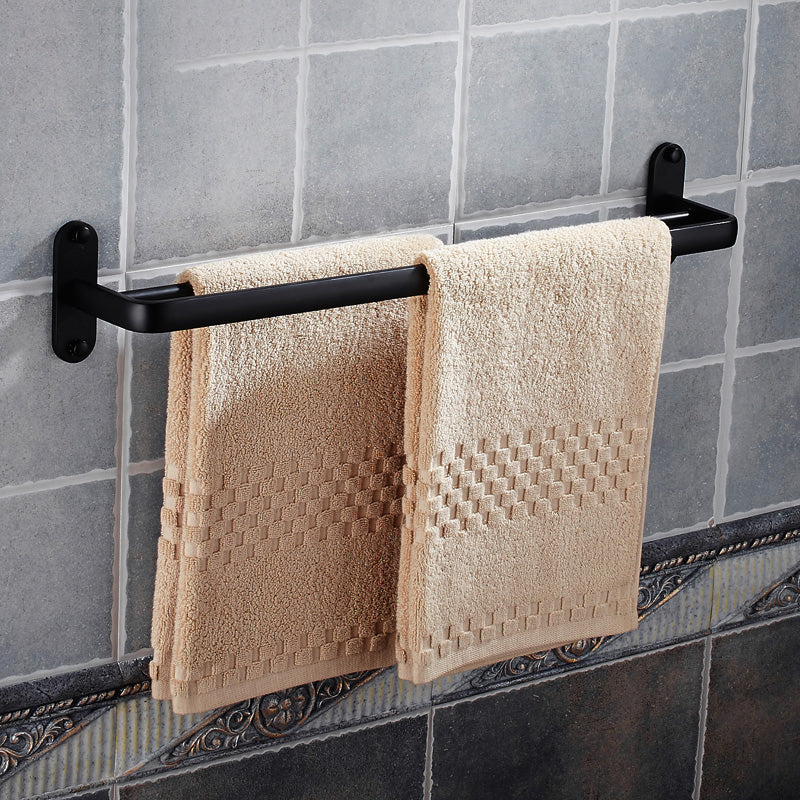 Modern Bathroom Accessories Hardware Set Black Accessories Hardware Set Double Bars Towel Bar Clearhalo 'Bathroom Hardware Sets' 'Bathroom Hardware' 'Bathroom Remodel & Bathroom Fixtures' 'bathroom_hardware_sets' 'Home Improvement' 'home_improvement' 'home_improvement_bathroom_hardware_sets' 7116157