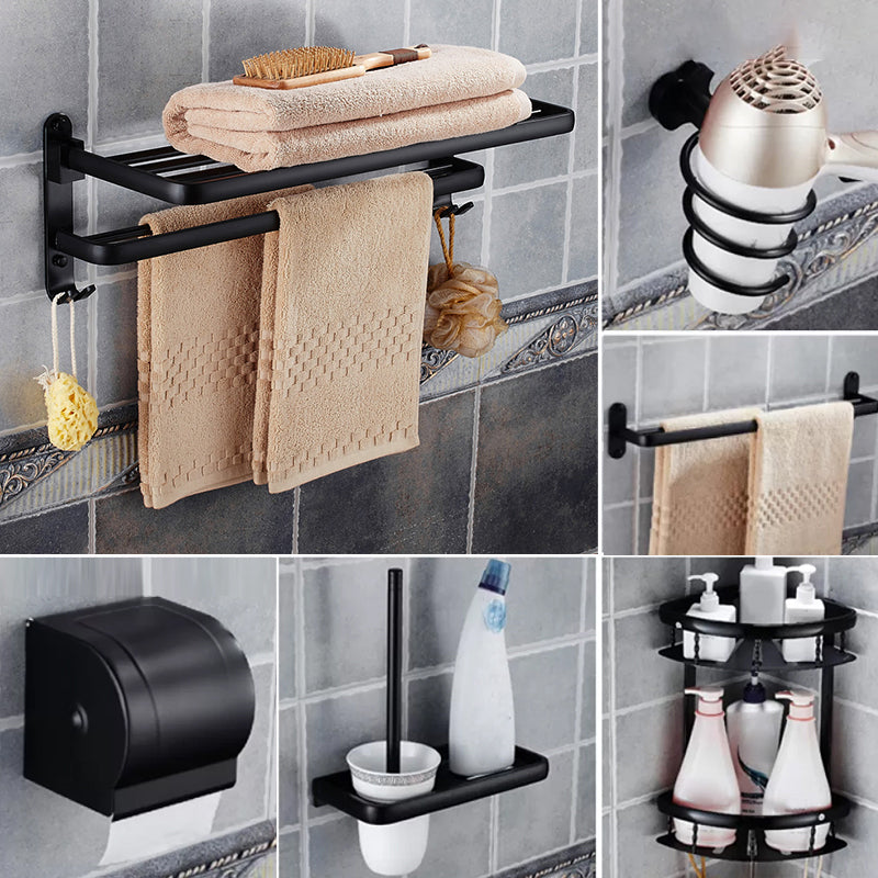 Modern Bathroom Accessories Hardware Set Black Accessories Hardware Set 6-Piece Set (Tissue Box) Clearhalo 'Bathroom Hardware Sets' 'Bathroom Hardware' 'Bathroom Remodel & Bathroom Fixtures' 'bathroom_hardware_sets' 'Home Improvement' 'home_improvement' 'home_improvement_bathroom_hardware_sets' 7116158