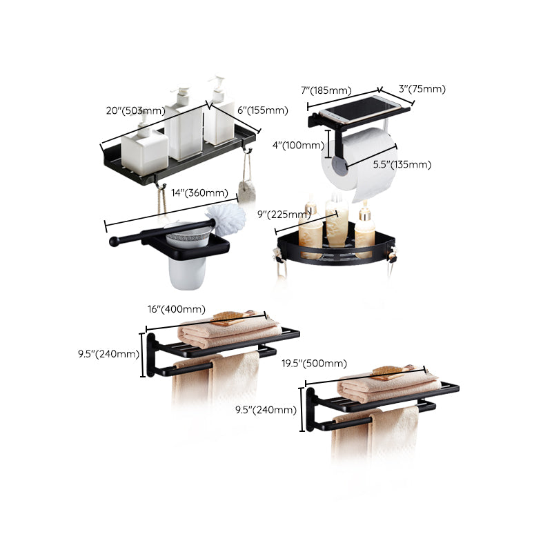Modern Bathroom Accessories Hardware Set Black Accessories Hardware Set Clearhalo 'Bathroom Hardware Sets' 'Bathroom Hardware' 'Bathroom Remodel & Bathroom Fixtures' 'bathroom_hardware_sets' 'Home Improvement' 'home_improvement' 'home_improvement_bathroom_hardware_sets' 7116162