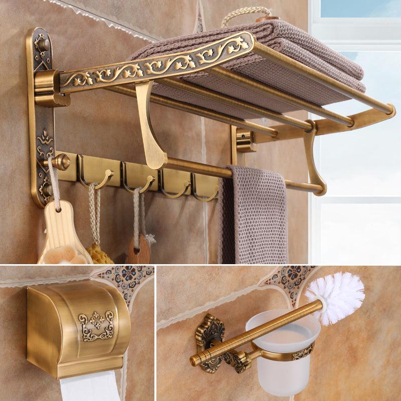 Brass Accessories Hardware Set Traditional Bathroom Accessories Hardware Set 3-Piece Set (Towel Rack) Clearhalo 'Bathroom Hardware Sets' 'Bathroom Hardware' 'Bathroom Remodel & Bathroom Fixtures' 'bathroom_hardware_sets' 'Home Improvement' 'home_improvement' 'home_improvement_bathroom_hardware_sets' 7116181