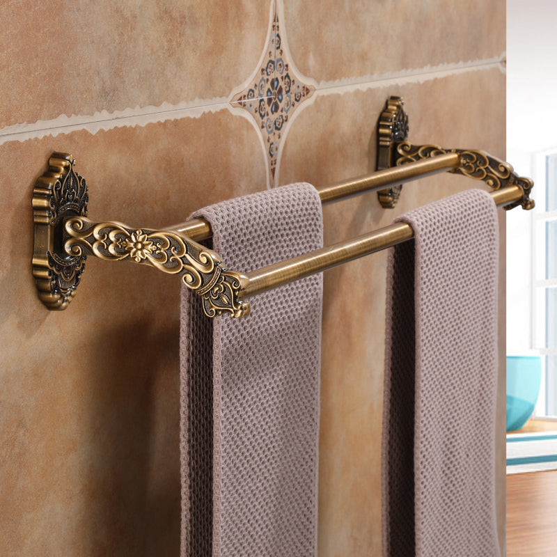 Brass Accessories Hardware Set Traditional Bathroom Accessories Hardware Set Double Bars Towel Bar (24"L) Clearhalo 'Bathroom Hardware Sets' 'Bathroom Hardware' 'Bathroom Remodel & Bathroom Fixtures' 'bathroom_hardware_sets' 'Home Improvement' 'home_improvement' 'home_improvement_bathroom_hardware_sets' 7116183