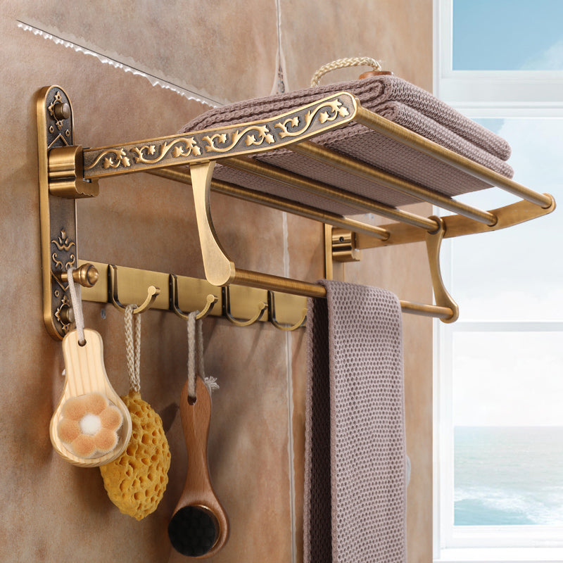 Brass Accessories Hardware Set Traditional Bathroom Accessories Hardware Set Foldable Towel Rack Clearhalo 'Bathroom Hardware Sets' 'Bathroom Hardware' 'Bathroom Remodel & Bathroom Fixtures' 'bathroom_hardware_sets' 'Home Improvement' 'home_improvement' 'home_improvement_bathroom_hardware_sets' 7116184