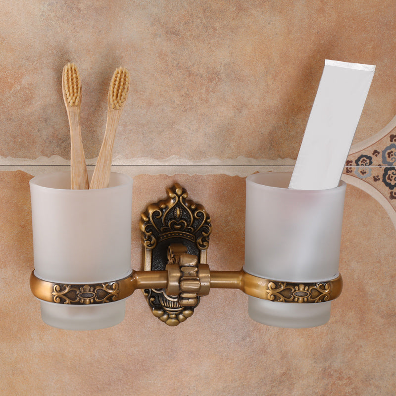 Brass Accessories Hardware Set Traditional Bathroom Accessories Hardware Set Double Cup Holder Clearhalo 'Bathroom Hardware Sets' 'Bathroom Hardware' 'Bathroom Remodel & Bathroom Fixtures' 'bathroom_hardware_sets' 'Home Improvement' 'home_improvement' 'home_improvement_bathroom_hardware_sets' 7116185