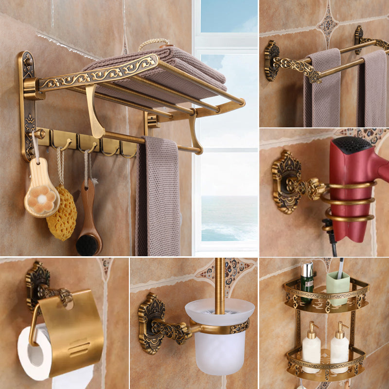Brass Accessories Hardware Set Traditional Bathroom Accessories Hardware Set 6-Piece Set (Hair Dryer Holder) Clearhalo 'Bathroom Hardware Sets' 'Bathroom Hardware' 'Bathroom Remodel & Bathroom Fixtures' 'bathroom_hardware_sets' 'Home Improvement' 'home_improvement' 'home_improvement_bathroom_hardware_sets' 7116196