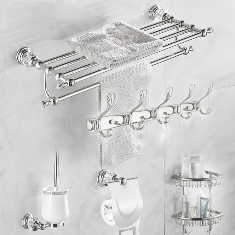 Modern Bathroom Accessories Hardware Set Silver Accessories Hardware Set 5-Piece Set (Row Hook) Clearhalo 'Bathroom Hardware Sets' 'Bathroom Hardware' 'Bathroom Remodel & Bathroom Fixtures' 'bathroom_hardware_sets' 'Home Improvement' 'home_improvement' 'home_improvement_bathroom_hardware_sets' 7116202