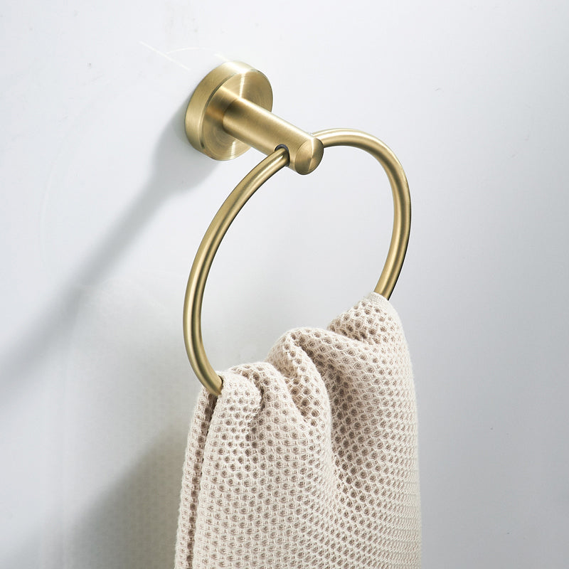 Traditional Brushed Brass Bathroom Accessory As Individual Or As a Set in Metal Towel Ring Clearhalo 'Bathroom Hardware Sets' 'Bathroom Hardware' 'Bathroom Remodel & Bathroom Fixtures' 'bathroom_hardware_sets' 'Home Improvement' 'home_improvement' 'home_improvement_bathroom_hardware_sets' 7116244