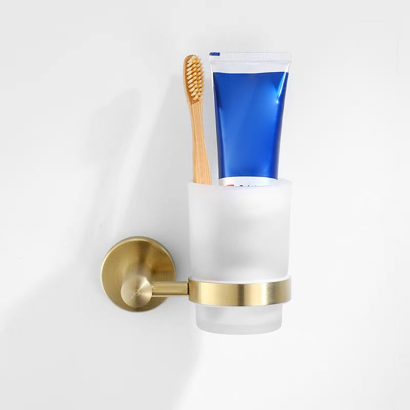 Traditional Brushed Brass Bathroom Accessory As Individual Or As a Set in Metal Toothbrush Holder Clearhalo 'Bathroom Hardware Sets' 'Bathroom Hardware' 'Bathroom Remodel & Bathroom Fixtures' 'bathroom_hardware_sets' 'Home Improvement' 'home_improvement' 'home_improvement_bathroom_hardware_sets' 7116248