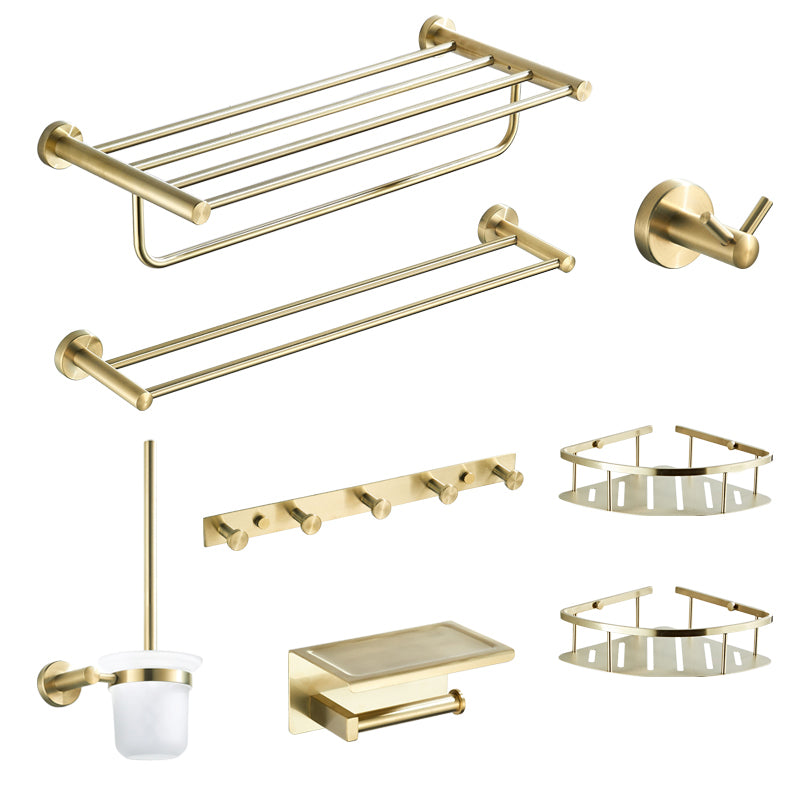 Traditional Brushed Brass Bathroom Accessory As Individual Or As a Set in Metal Clearhalo 'Bathroom Hardware Sets' 'Bathroom Hardware' 'Bathroom Remodel & Bathroom Fixtures' 'bathroom_hardware_sets' 'Home Improvement' 'home_improvement' 'home_improvement_bathroom_hardware_sets' 7116249