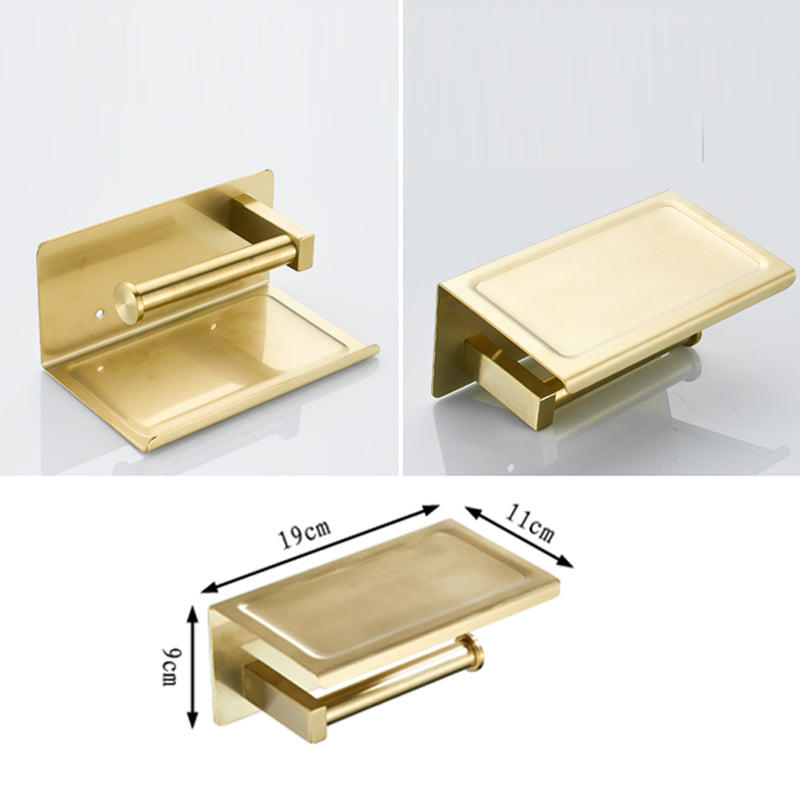 Traditional Brushed Brass Bathroom Accessory As Individual Or As a Set in Metal Clearhalo 'Bathroom Hardware Sets' 'Bathroom Hardware' 'Bathroom Remodel & Bathroom Fixtures' 'bathroom_hardware_sets' 'Home Improvement' 'home_improvement' 'home_improvement_bathroom_hardware_sets' 7116253