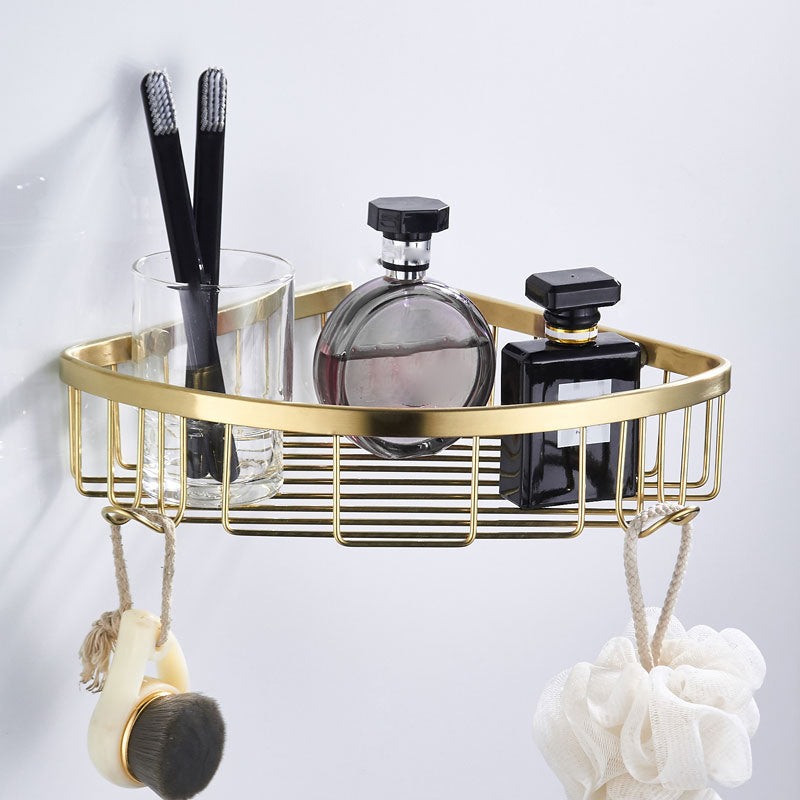 Traditional Brushed Brass Bathroom Accessory As Individual Or As a Set in Metal Triangular Bath Shelf Clearhalo 'Bathroom Hardware Sets' 'Bathroom Hardware' 'Bathroom Remodel & Bathroom Fixtures' 'bathroom_hardware_sets' 'Home Improvement' 'home_improvement' 'home_improvement_bathroom_hardware_sets' 7116256