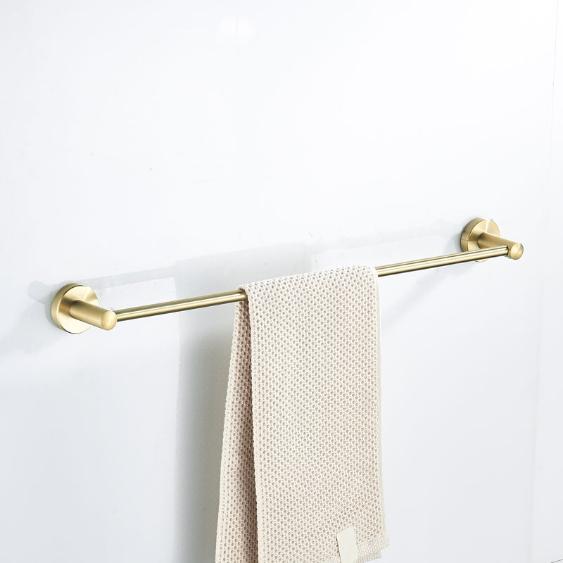 Traditional Brushed Brass Bathroom Accessory As Individual Or As a Set in Metal Towel Bar (Single Rod) Clearhalo 'Bathroom Hardware Sets' 'Bathroom Hardware' 'Bathroom Remodel & Bathroom Fixtures' 'bathroom_hardware_sets' 'Home Improvement' 'home_improvement' 'home_improvement_bathroom_hardware_sets' 7116257