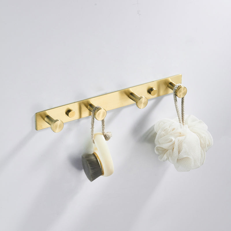 Traditional Brushed Brass Bathroom Accessory As Individual Or As a Set in Metal Row Hook (4 Rows) Clearhalo 'Bathroom Hardware Sets' 'Bathroom Hardware' 'Bathroom Remodel & Bathroom Fixtures' 'bathroom_hardware_sets' 'Home Improvement' 'home_improvement' 'home_improvement_bathroom_hardware_sets' 7116265