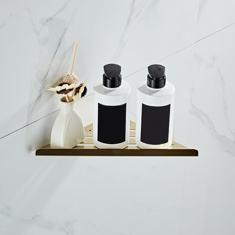 Traditional Brushed Brass Bathroom Accessory As Individual Or As a Set in Metal Hollow Triangle Bath Shelf Clearhalo 'Bathroom Hardware Sets' 'Bathroom Hardware' 'Bathroom Remodel & Bathroom Fixtures' 'bathroom_hardware_sets' 'Home Improvement' 'home_improvement' 'home_improvement_bathroom_hardware_sets' 7116269