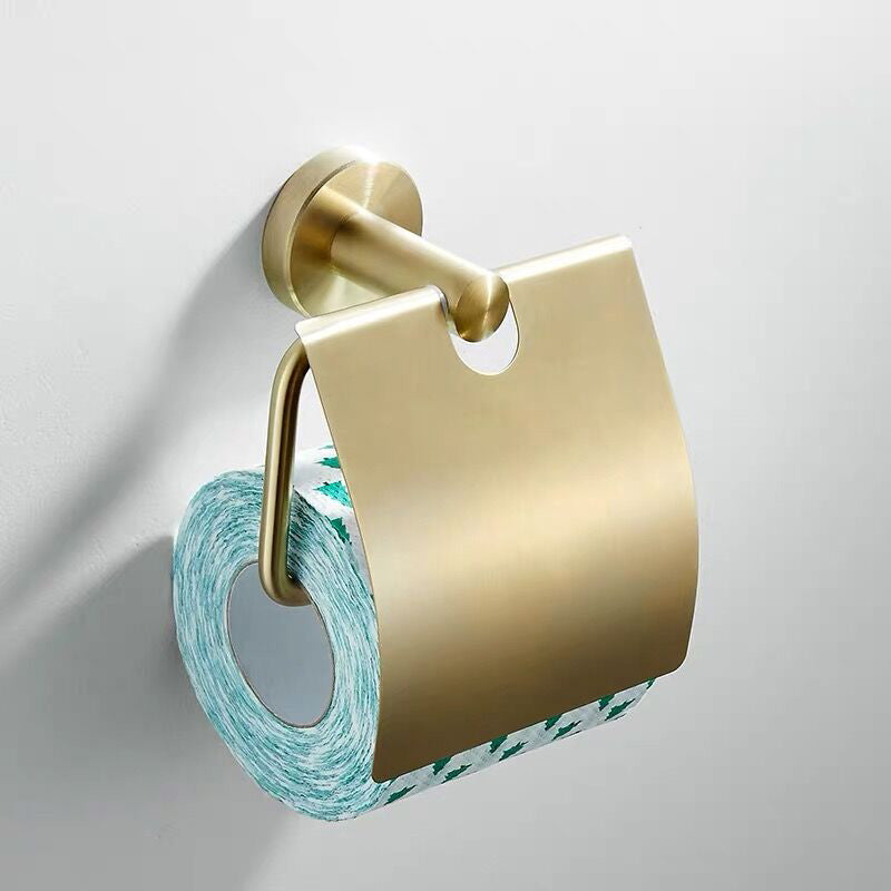 Traditional Brushed Brass Bathroom Accessory As Individual Or As a Set in Metal Tissue Box Clearhalo 'Bathroom Hardware Sets' 'Bathroom Hardware' 'Bathroom Remodel & Bathroom Fixtures' 'bathroom_hardware_sets' 'Home Improvement' 'home_improvement' 'home_improvement_bathroom_hardware_sets' 7116270