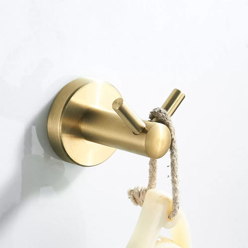 Traditional Brushed Brass Bathroom Accessory As Individual Or As a Set in Metal Double Hook Clearhalo 'Bathroom Hardware Sets' 'Bathroom Hardware' 'Bathroom Remodel & Bathroom Fixtures' 'bathroom_hardware_sets' 'Home Improvement' 'home_improvement' 'home_improvement_bathroom_hardware_sets' 7116271