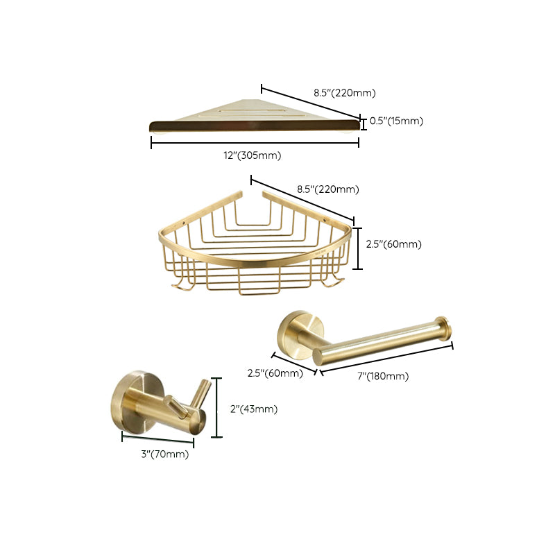 Traditional Brushed Brass Bathroom Accessory As Individual Or As a Set in Metal Clearhalo 'Bathroom Hardware Sets' 'Bathroom Hardware' 'Bathroom Remodel & Bathroom Fixtures' 'bathroom_hardware_sets' 'Home Improvement' 'home_improvement' 'home_improvement_bathroom_hardware_sets' 7116274