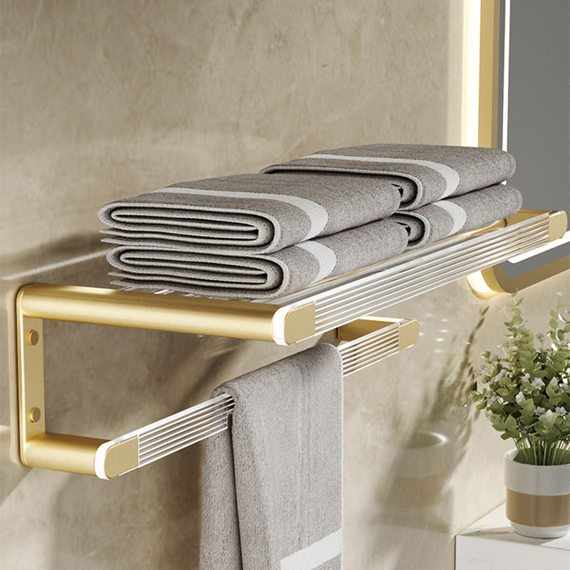 Modern Bathroom Accessory Set in Gold Metal and Acrylic Bath Hardware Set Towel Rack Clearhalo 'Bathroom Hardware Sets' 'Bathroom Hardware' 'Bathroom Remodel & Bathroom Fixtures' 'bathroom_hardware_sets' 'Home Improvement' 'home_improvement' 'home_improvement_bathroom_hardware_sets' 7116279