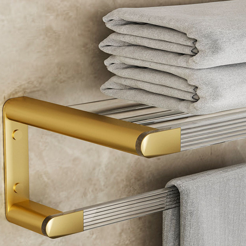 Modern Bathroom Accessory Set in Gold Metal and Acrylic Bath Hardware Set Clearhalo 'Bathroom Hardware Sets' 'Bathroom Hardware' 'Bathroom Remodel & Bathroom Fixtures' 'bathroom_hardware_sets' 'Home Improvement' 'home_improvement' 'home_improvement_bathroom_hardware_sets' 7116290