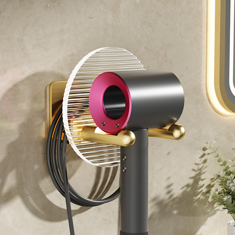 Modern Bathroom Accessory Set in Gold Metal and Acrylic Bath Hardware Set Hair Dryer Holder Clearhalo 'Bathroom Hardware Sets' 'Bathroom Hardware' 'Bathroom Remodel & Bathroom Fixtures' 'bathroom_hardware_sets' 'Home Improvement' 'home_improvement' 'home_improvement_bathroom_hardware_sets' 7116295