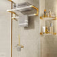 Modern Bathroom Accessory Set in Gold Metal and Acrylic Bath Hardware Set 4-Piece Set (Toilet Brush) Clearhalo 'Bathroom Hardware Sets' 'Bathroom Hardware' 'Bathroom Remodel & Bathroom Fixtures' 'bathroom_hardware_sets' 'Home Improvement' 'home_improvement' 'home_improvement_bathroom_hardware_sets' 7116299