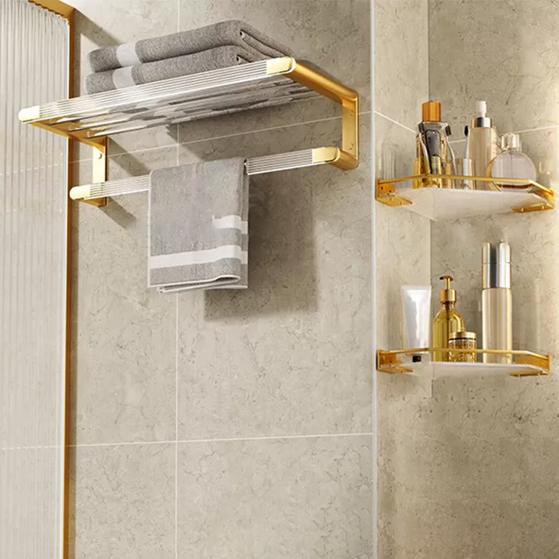 Modern Bathroom Accessory Set in Gold Metal and Acrylic Bath Hardware Set 3-Piece Set Clearhalo 'Bathroom Hardware Sets' 'Bathroom Hardware' 'Bathroom Remodel & Bathroom Fixtures' 'bathroom_hardware_sets' 'Home Improvement' 'home_improvement' 'home_improvement_bathroom_hardware_sets' 7116302