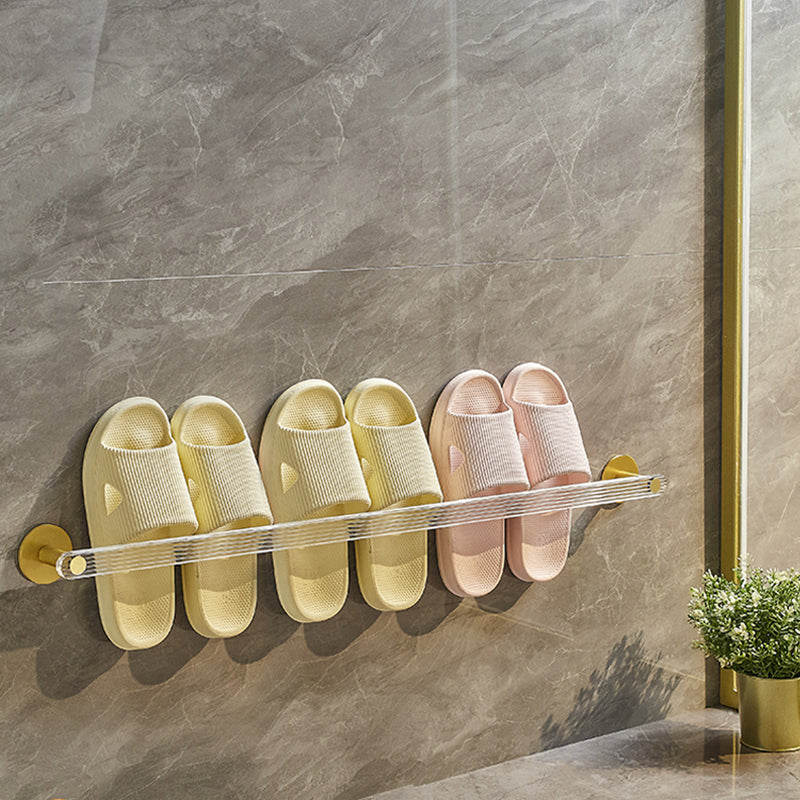 Modern Bathroom Accessory Set in Gold Metal and Acrylic Bath Hardware Set Slipper Rack (27“L) Clearhalo 'Bathroom Hardware Sets' 'Bathroom Hardware' 'Bathroom Remodel & Bathroom Fixtures' 'bathroom_hardware_sets' 'Home Improvement' 'home_improvement' 'home_improvement_bathroom_hardware_sets' 7116313