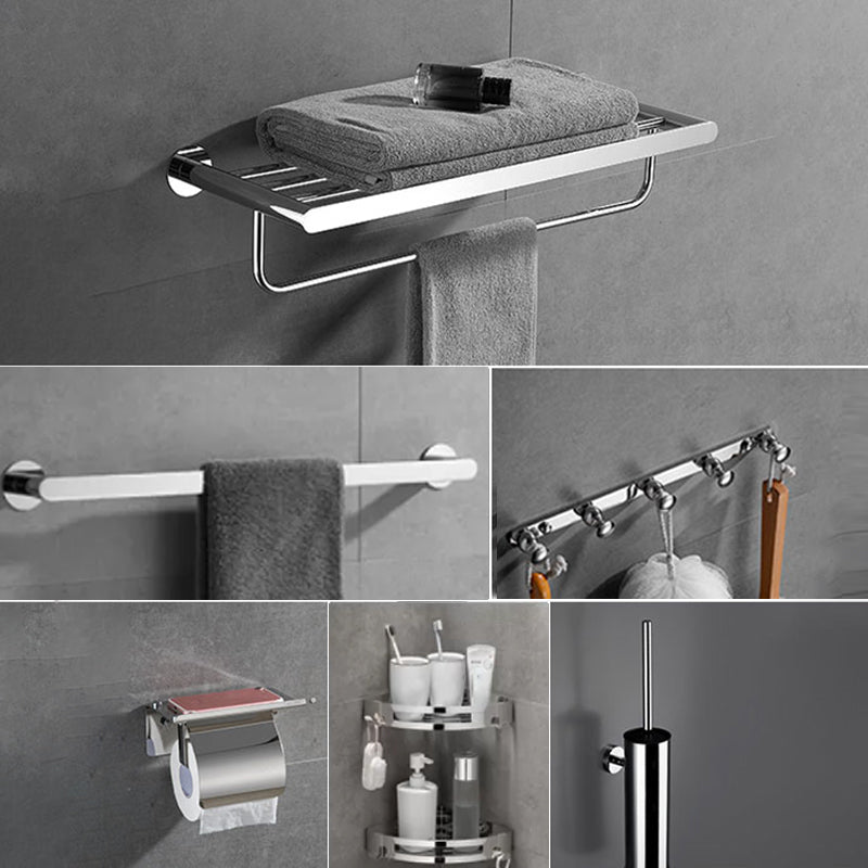 Modern Bathroom Accessories Hardware Set Silver Bathroom Hardware Set 7-Piece Set (Triangle Bath Shelf) Clearhalo 'Bathroom Hardware Sets' 'Bathroom Hardware' 'Bathroom Remodel & Bathroom Fixtures' 'bathroom_hardware_sets' 'Home Improvement' 'home_improvement' 'home_improvement_bathroom_hardware_sets' 7116340