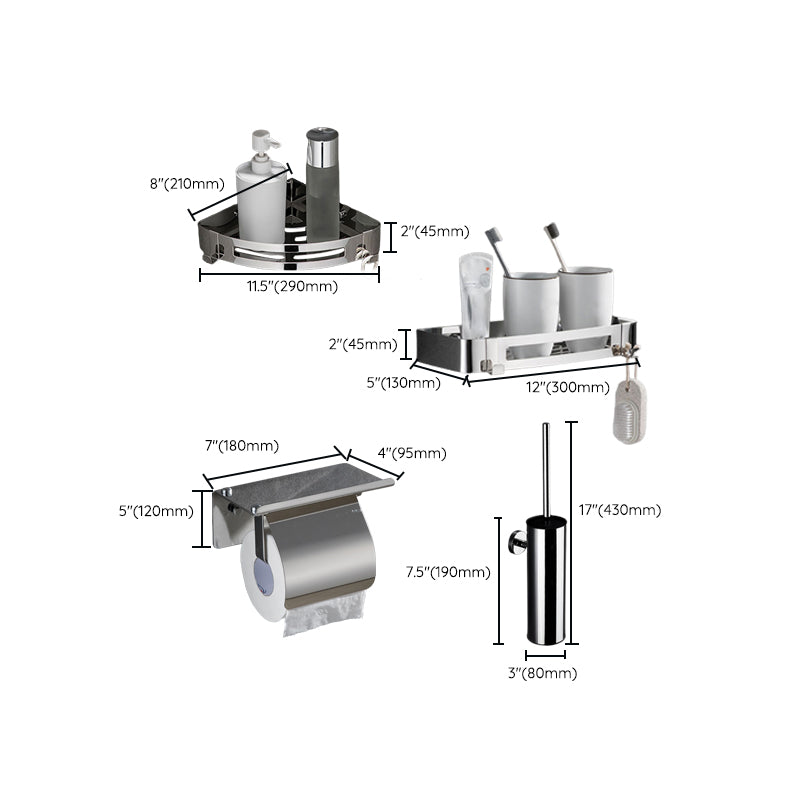 Modern Bathroom Accessories Hardware Set Silver Bathroom Hardware Set Clearhalo 'Bathroom Hardware Sets' 'Bathroom Hardware' 'Bathroom Remodel & Bathroom Fixtures' 'bathroom_hardware_sets' 'Home Improvement' 'home_improvement' 'home_improvement_bathroom_hardware_sets' 7116343