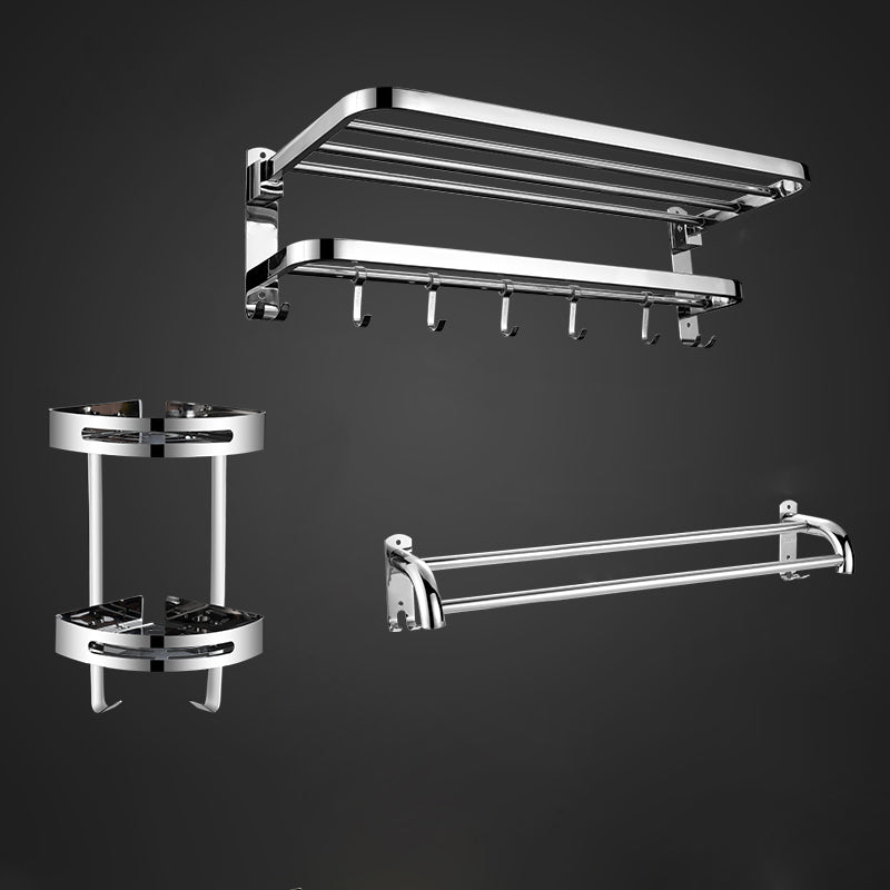 Contemporary Metal Bathroom Accessory As Individual Or As a Set with Paper Holder Silver 3-Piece Set Clearhalo 'Bathroom Hardware Sets' 'Bathroom Hardware' 'Bathroom Remodel & Bathroom Fixtures' 'bathroom_hardware_sets' 'Home Improvement' 'home_improvement' 'home_improvement_bathroom_hardware_sets' 7116351