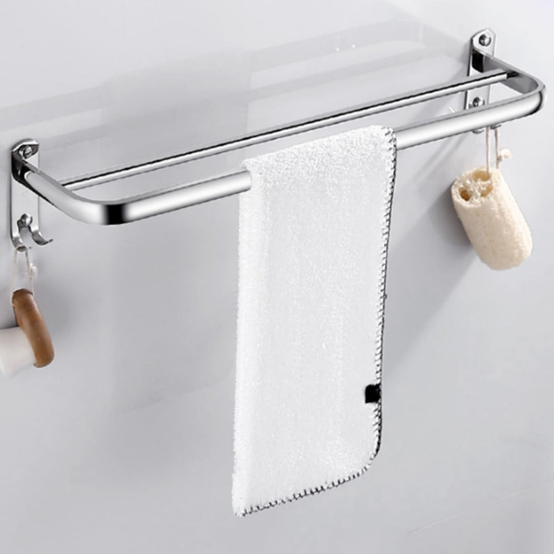 Contemporary Bathroom Accessories Hardware Set in Silver with Towel Bar Clearhalo 'Bathroom Hardware Sets' 'Bathroom Hardware' 'Bathroom Remodel & Bathroom Fixtures' 'bathroom_hardware_sets' 'Home Improvement' 'home_improvement' 'home_improvement_bathroom_hardware_sets' 7116369