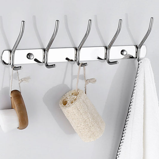 Contemporary Bathroom Accessories Hardware Set in Silver with Towel Bar Clearhalo 'Bathroom Hardware Sets' 'Bathroom Hardware' 'Bathroom Remodel & Bathroom Fixtures' 'bathroom_hardware_sets' 'Home Improvement' 'home_improvement' 'home_improvement_bathroom_hardware_sets' 7116380