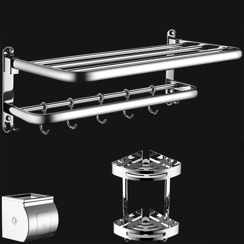 Contemporary Bathroom Accessories Hardware Set in Silver with Towel Bar Silver 3-Piece Set (Triangle Bath Shelf) Clearhalo 'Bathroom Hardware Sets' 'Bathroom Hardware' 'Bathroom Remodel & Bathroom Fixtures' 'bathroom_hardware_sets' 'Home Improvement' 'home_improvement' 'home_improvement_bathroom_hardware_sets' 7116386