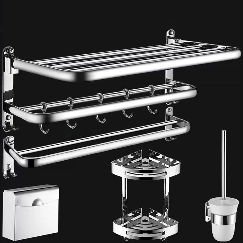 Contemporary Bathroom Accessories Hardware Set in Silver with Towel Bar Matte Silver 5-Piece Set (Toilet Paper Holder) Clearhalo 'Bathroom Hardware Sets' 'Bathroom Hardware' 'Bathroom Remodel & Bathroom Fixtures' 'bathroom_hardware_sets' 'Home Improvement' 'home_improvement' 'home_improvement_bathroom_hardware_sets' 7116393