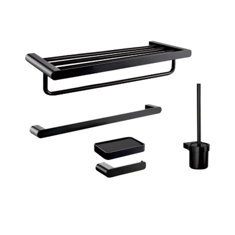 Modern Bathroom Accessories Hardware Set Black Bathroom Hardware Set 4-Piece Set (Towel Bar) Clearhalo 'Bathroom Hardware Sets' 'Bathroom Hardware' 'Bathroom Remodel & Bathroom Fixtures' 'bathroom_hardware_sets' 'Home Improvement' 'home_improvement' 'home_improvement_bathroom_hardware_sets' 7116452