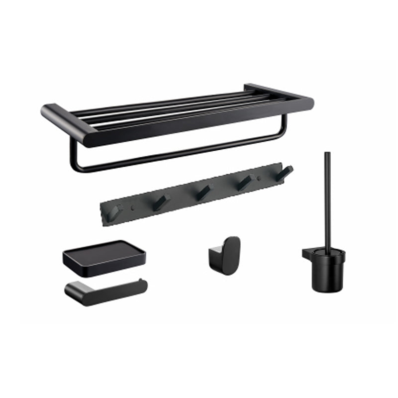 Modern Bathroom Accessories Hardware Set Black Bathroom Hardware Set 5-Piece Set (Row Hook) Clearhalo 'Bathroom Hardware Sets' 'Bathroom Hardware' 'Bathroom Remodel & Bathroom Fixtures' 'bathroom_hardware_sets' 'Home Improvement' 'home_improvement' 'home_improvement_bathroom_hardware_sets' 7116459