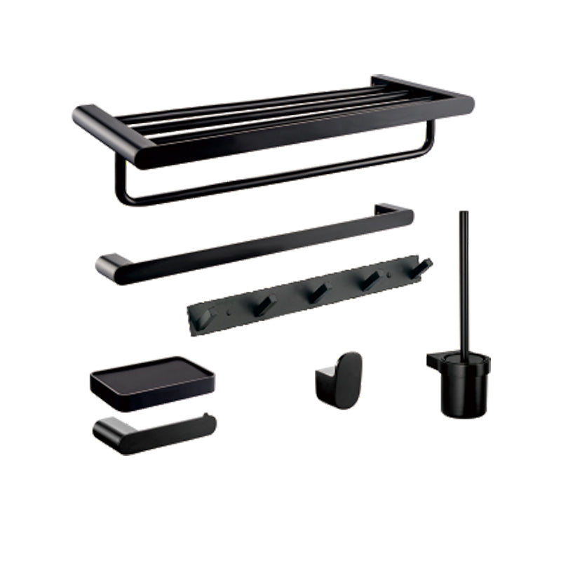 Modern Bathroom Accessories Hardware Set Black Bathroom Hardware Set 6-Piece Set Clearhalo 'Bathroom Hardware Sets' 'Bathroom Hardware' 'Bathroom Remodel & Bathroom Fixtures' 'bathroom_hardware_sets' 'Home Improvement' 'home_improvement' 'home_improvement_bathroom_hardware_sets' 7116461