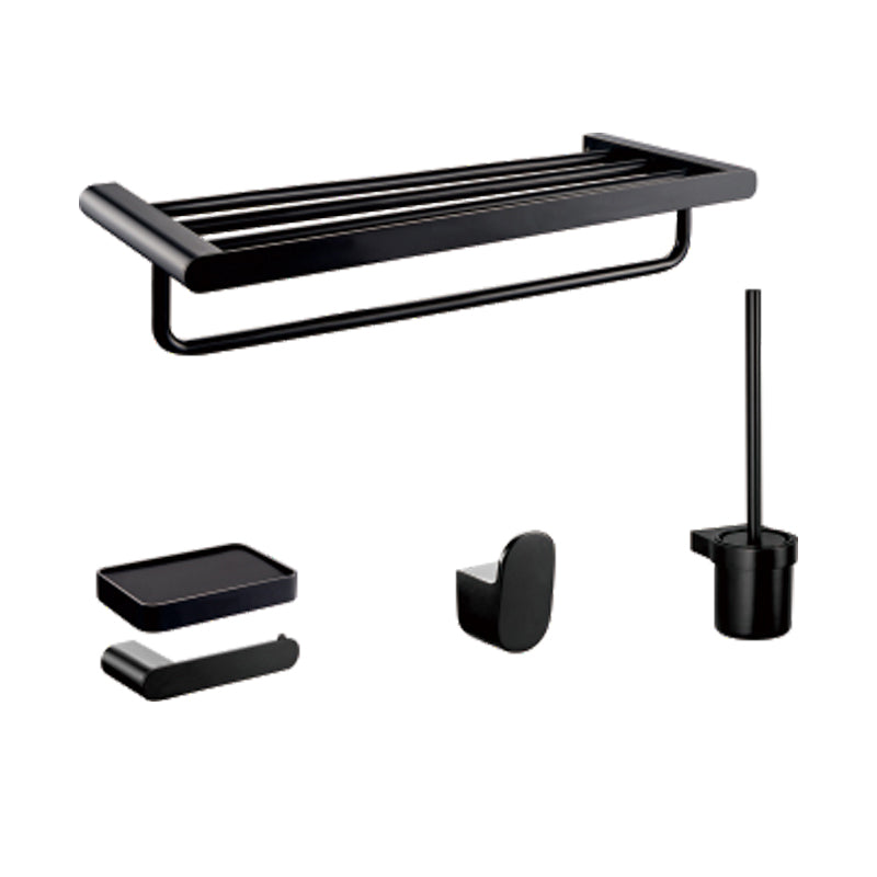 Modern Bathroom Accessories Hardware Set Black Bathroom Hardware Set 4-Piece Set (with Hook) Clearhalo 'Bathroom Hardware Sets' 'Bathroom Hardware' 'Bathroom Remodel & Bathroom Fixtures' 'bathroom_hardware_sets' 'Home Improvement' 'home_improvement' 'home_improvement_bathroom_hardware_sets' 7116463