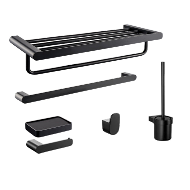Modern Bathroom Accessories Hardware Set Black Bathroom Hardware Set 5-Piece Set (Towel Bar) Clearhalo 'Bathroom Hardware Sets' 'Bathroom Hardware' 'Bathroom Remodel & Bathroom Fixtures' 'bathroom_hardware_sets' 'Home Improvement' 'home_improvement' 'home_improvement_bathroom_hardware_sets' 7116464