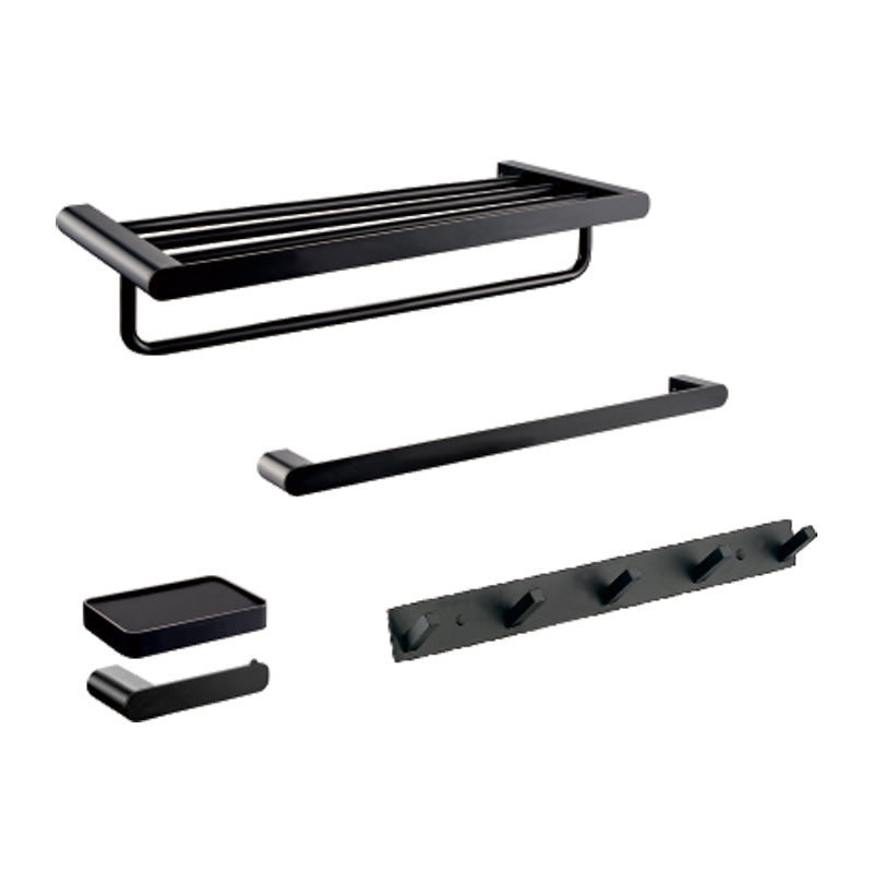 Modern Bathroom Accessories Hardware Set Black Bathroom Hardware Set 4-Piece Set (Row Hook) Clearhalo 'Bathroom Hardware Sets' 'Bathroom Hardware' 'Bathroom Remodel & Bathroom Fixtures' 'bathroom_hardware_sets' 'Home Improvement' 'home_improvement' 'home_improvement_bathroom_hardware_sets' 7116465