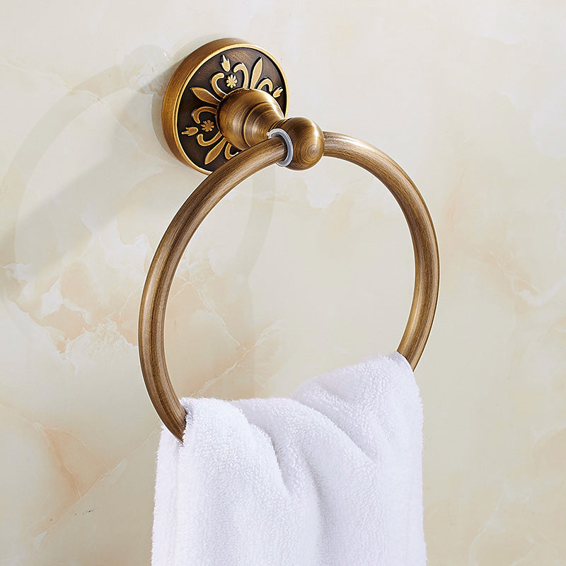 Traditional Bathroom Accessories Hardware Set Brass Bathroom Hardware Towel Ring Clearhalo 'Bathroom Hardware Sets' 'Bathroom Hardware' 'Bathroom Remodel & Bathroom Fixtures' 'bathroom_hardware_sets' 'Home Improvement' 'home_improvement' 'home_improvement_bathroom_hardware_sets' 7116503