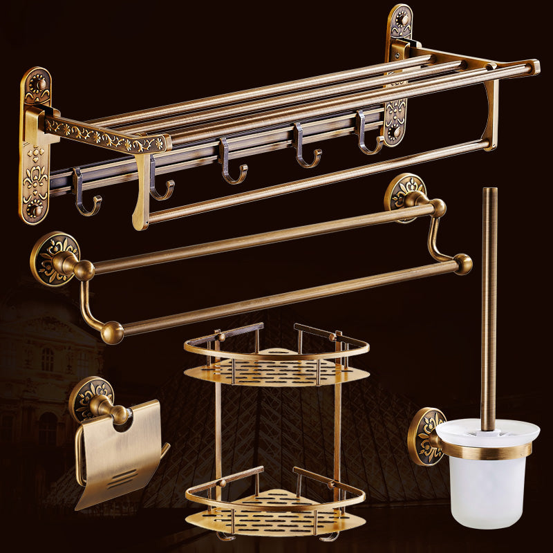 Traditional Bathroom Accessories Hardware Set Brass Bathroom Hardware 5 piece Set Clearhalo 'Bathroom Hardware Sets' 'Bathroom Hardware' 'Bathroom Remodel & Bathroom Fixtures' 'bathroom_hardware_sets' 'Home Improvement' 'home_improvement' 'home_improvement_bathroom_hardware_sets' 7116517