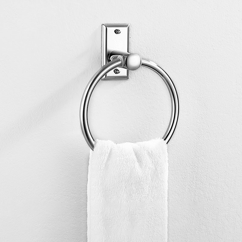 Silver Contemporary Bathroom Accessory As Individual Or As a Set Silver Towel Ring Clearhalo 'Bathroom Hardware Sets' 'Bathroom Hardware' 'Bathroom Remodel & Bathroom Fixtures' 'bathroom_hardware_sets' 'Home Improvement' 'home_improvement' 'home_improvement_bathroom_hardware_sets' 7116536