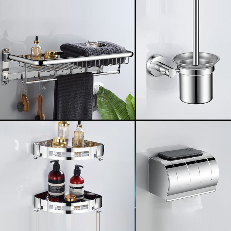 Modern Bathroom Accessories Hardware Set Silver Bathroom Hardware Mesh Baskets 5-Piece Set (Extended Tissue Box) Clearhalo 'Bathroom Hardware Sets' 'Bathroom Hardware' 'Bathroom Remodel & Bathroom Fixtures' 'bathroom_hardware_sets' 'Home Improvement' 'home_improvement' 'home_improvement_bathroom_hardware_sets' 7116585