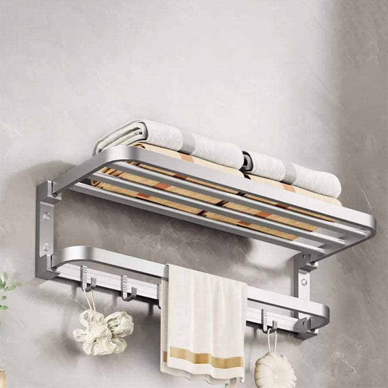 Modern Bathroom Accessories Hardware Set Silver Bathroom Accessories Hardware Set Foldable Towel Rack (24"L) Clearhalo 'Bathroom Hardware Sets' 'Bathroom Hardware' 'Bathroom Remodel & Bathroom Fixtures' 'bathroom_hardware_sets' 'Home Improvement' 'home_improvement' 'home_improvement_bathroom_hardware_sets' 7116637